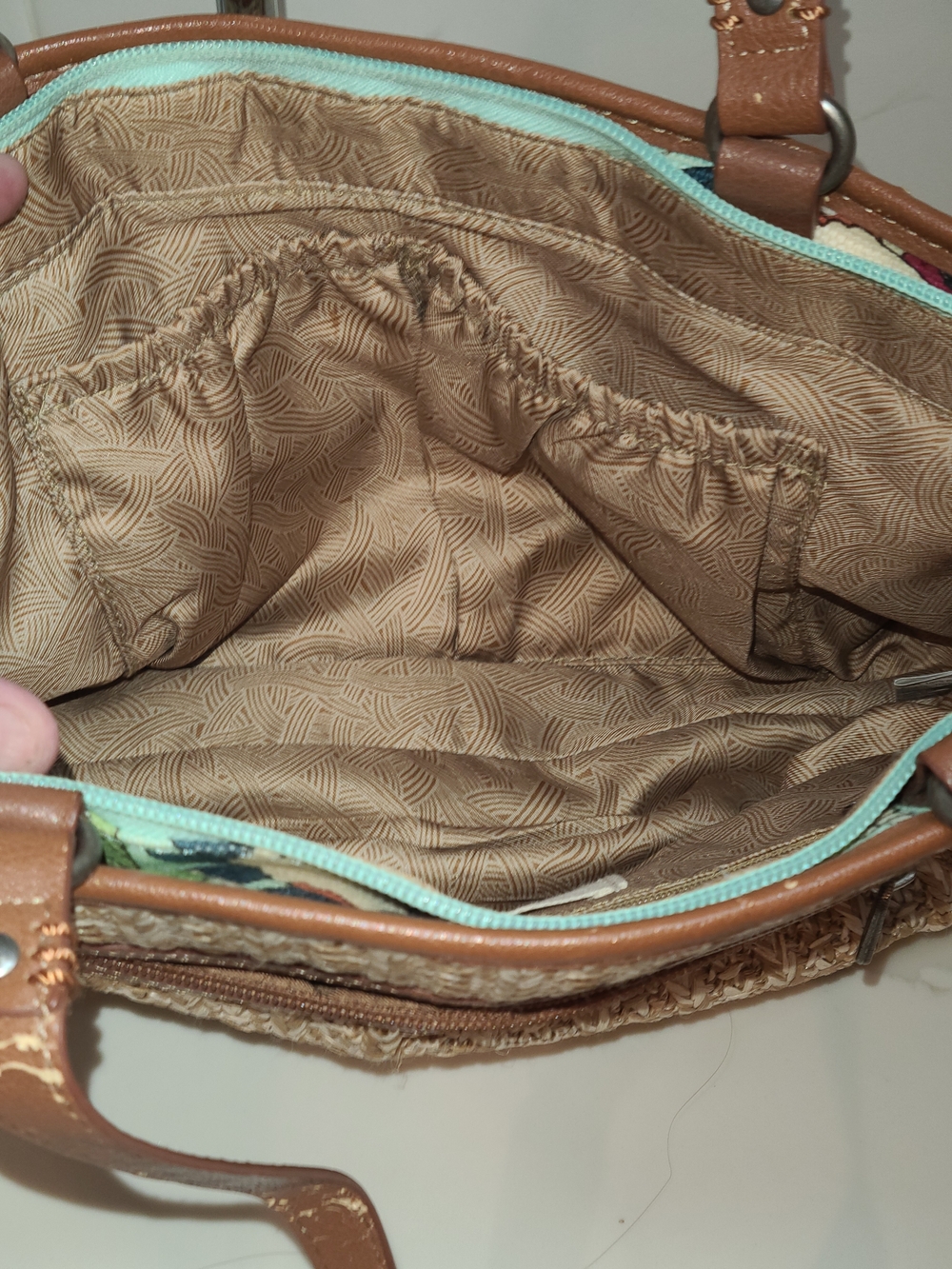 Sakroots Tan Woven Tote with Floral Butterfly Accent - Picture 10 of 13